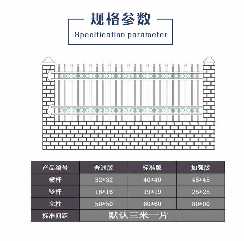 四橫梁型鋼圍墻參數(shù)說明